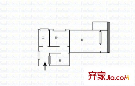 水清溝一小區(qū) 2室 戶型圖