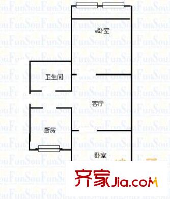 水清溝一小區(qū) 2室 戶型圖