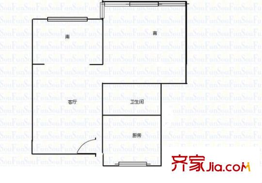 水清溝一小區(qū) 2室 戶型圖
