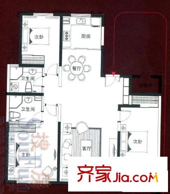 環(huán)宇康庭戶型圖G2戶型 3室2廳2衛(wèi)