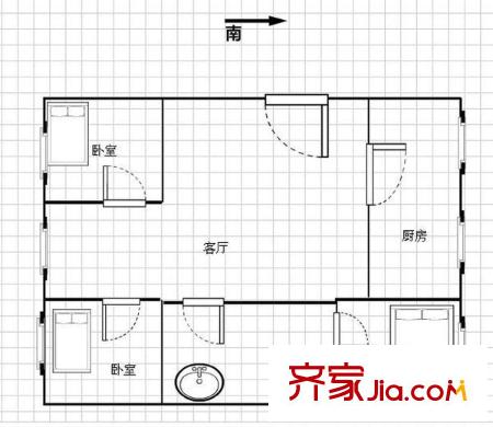 澳柯瑪科技人才公寓戶型圖3室 3室1廳1衛(wèi)1廚