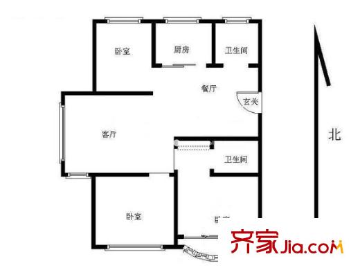 永樂佳園戶型圖3室戶型圖 3室2廳2衛(wèi)1廚