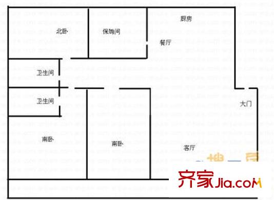 亞星擁翠山莊 3室 戶型圖