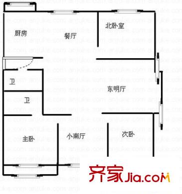 明翠雅庭戶型圖鳴翠雅庭 3室 戶型圖 3室3廳2衛(wèi)1廚