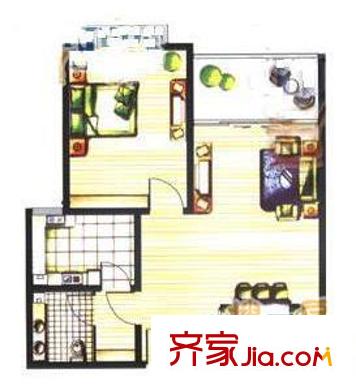 城建曙光山色戶型圖浮山后五小區(qū) 1室1廳 54平 1室1廳1衛(wèi)1廚