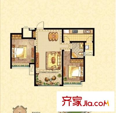 萬(wàn)達(dá)悅公館 2室 戶型圖