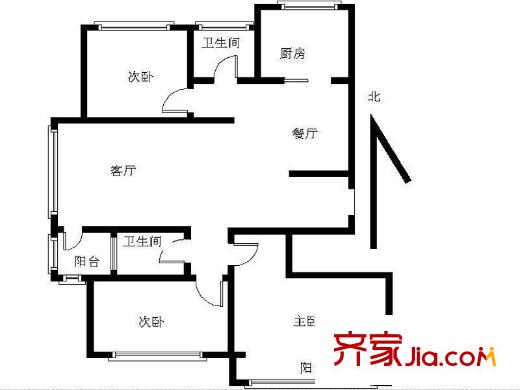 恒苑小區(qū)3室 戶型圖