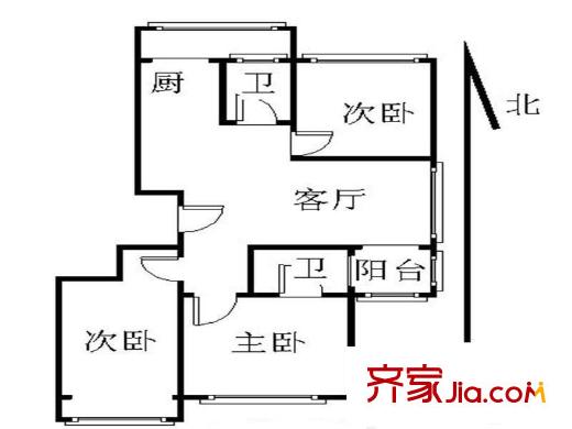 恒苑小區(qū)3室 戶型圖