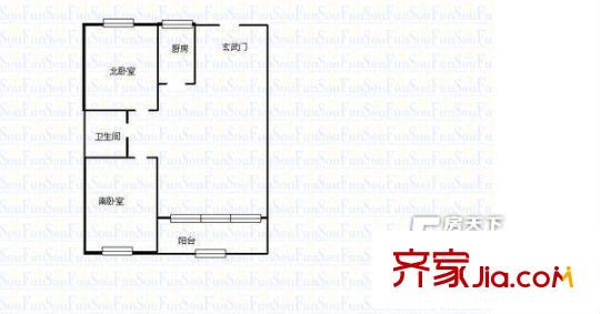 盛泰園戶型圖戶型圖 2室1廳1衛(wèi)1廚