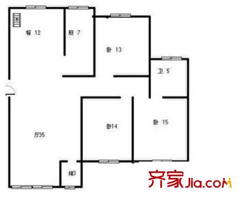 盛泰園戶型圖3室戶型圖 3室2廳1衛(wèi)1廚