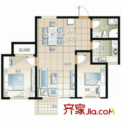 海爾幸福里戶型圖C戶型 2室2廳1衛(wèi)