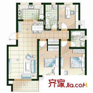 海爾幸福里戶型圖H戶型 3室2廳2衛(wèi)