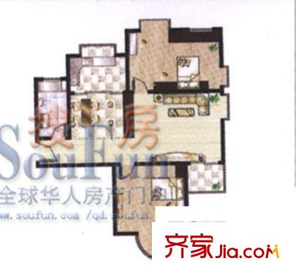 山海景園戶型圖標(biāo)準(zhǔn)層A戶型 2室2廳1衛(wèi)