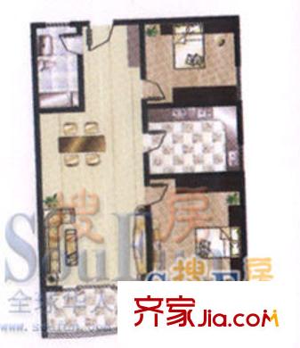 山海景園戶型圖標(biāo)準(zhǔn)層F戶型 2室2廳1衛(wèi)