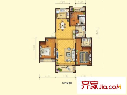 天一仁和郡13-16號(hào)樓X2戶型 4室1廳1衛(wèi)1廚