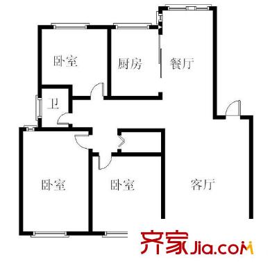 山水名園3室 戶型圖