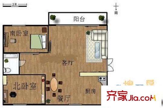 南莊小區(qū) 2室 戶型圖