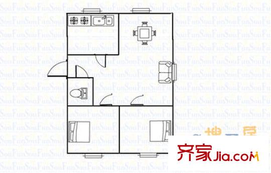 南莊小區(qū) 2室 戶型圖