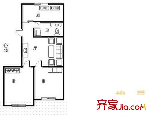 金色年華 2室 戶型圖