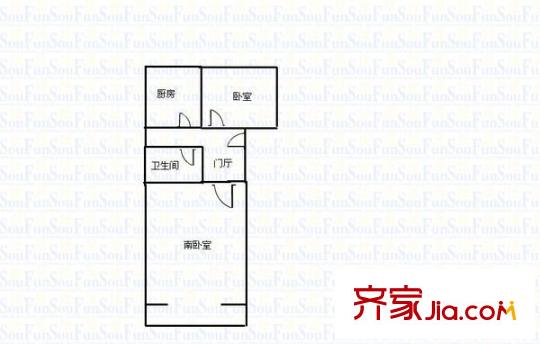 錯埠嶺小區(qū) 2室 戶型圖