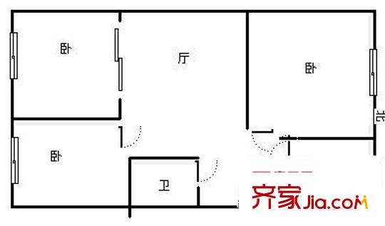 錯埠嶺小區(qū) 3室 戶型圖