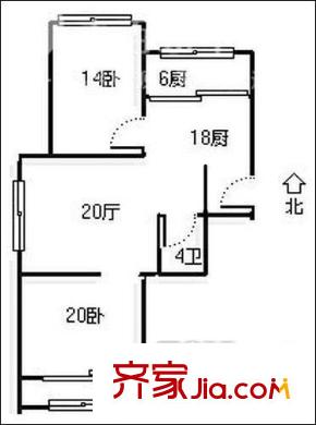 海泊雅居戶型圖2室戶型圖 2室1廳1衛(wèi)1廚