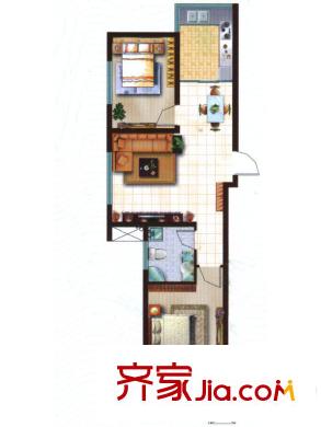 青橙時(shí)代戶型圖1期1-49號(hào)樓A戶型 2室2廳1衛(wèi)1廚