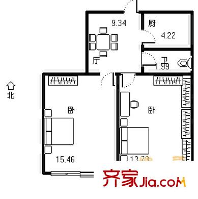 海濱廣場小區(qū) 2室1廳 53平