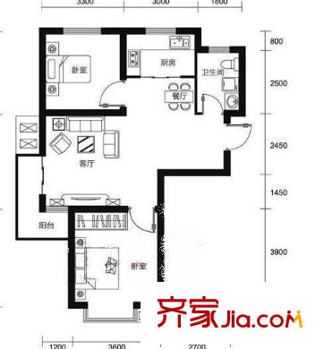 官?gòu)d前海園 2室 戶型圖