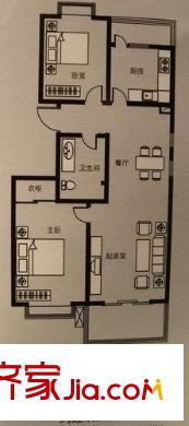 津盤鳳凰都戶型圖E 2室2廳1衛(wèi)1廚