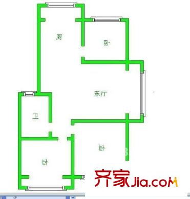 廣廈小區(qū)(興隆路)戶型圖3室戶型圖 3室2廳1衛(wèi)1廚