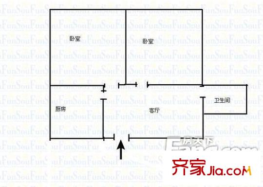 李村公園社區(qū)戶型圖戶型圖 2室1廳1衛(wèi)1廚