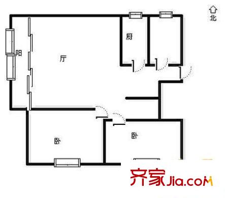 綠城百合花園戶型圖 戶型圖 2室2廳1衛(wèi)1廚