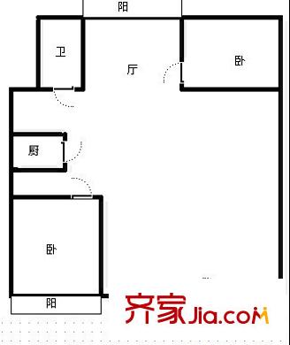 綠城百合花園戶型圖 戶型圖 2室2廳1衛(wèi)1廚