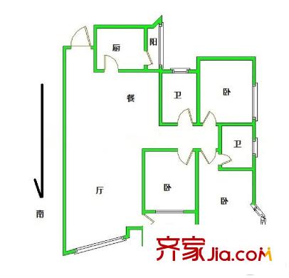 海信慧園二期3室 戶型圖