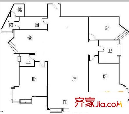 海信慧園二期 3室 戶型圖
