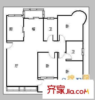 海信慧園二期 3室 戶型圖