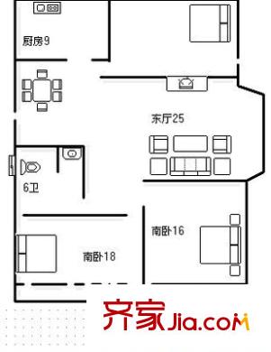 天泰新村三期 3室 戶型圖