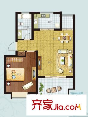鰲山名苑多層F2戶(hù)型 1室2廳1衛(wèi)1廚