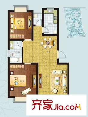 鰲山名苑多層E1戶(hù)型 2室2廳1衛(wèi)1廚