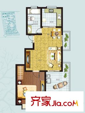 鰲山名苑高層D2戶(hù)型 1室2廳1衛(wèi)1廚