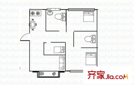 盈園廣場 3室 戶型圖