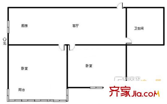 聚豪大廈戶型圖2室戶型圖 2室1廳1衛(wèi)1廚