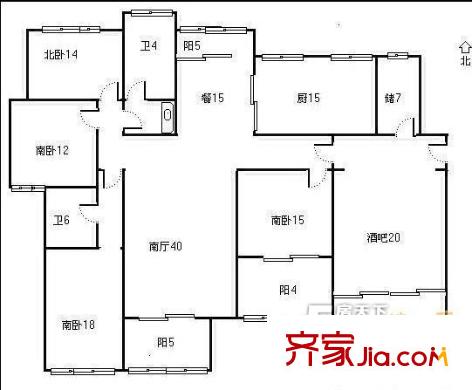 海信都市華彩戶型圖5室戶型圖 5室3廳2衛(wèi)1廚