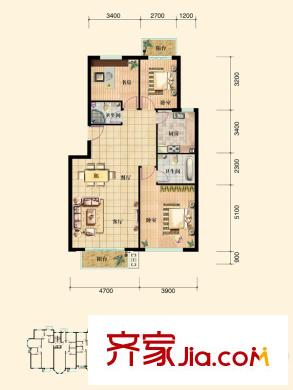 青島印象金沙灘洋房24號(hào)樓B戶型 3室2廳2衛(wèi)1廚