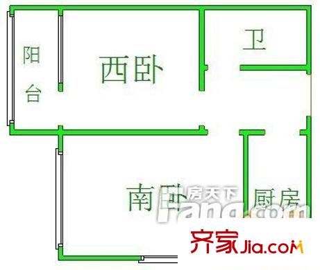 重慶南路社區(qū)戶型圖2室戶型圖 2室1衛(wèi)1廚