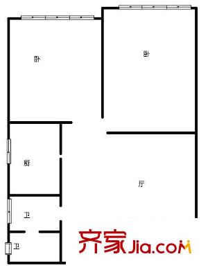 重慶南路社區(qū)戶型圖2室 2室1廳1衛(wèi)1廚