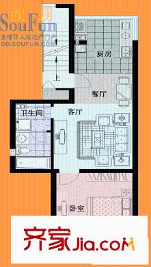 盈泰嘉園戶型圖1室2廳1衛(wèi)1廚
