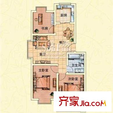 青建景苑戶型圖C2戶型 3室2廳1衛(wèi)1廚