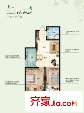 潤發(fā)湖畔雅居二期戶型圖E戶型 1室1廳1衛(wèi)1廚